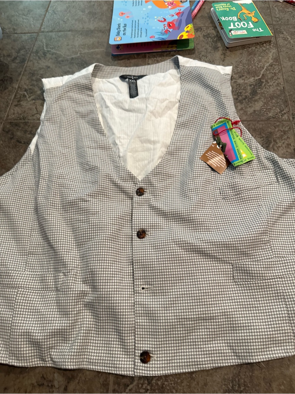 🍅Button Front Vest in grey and White